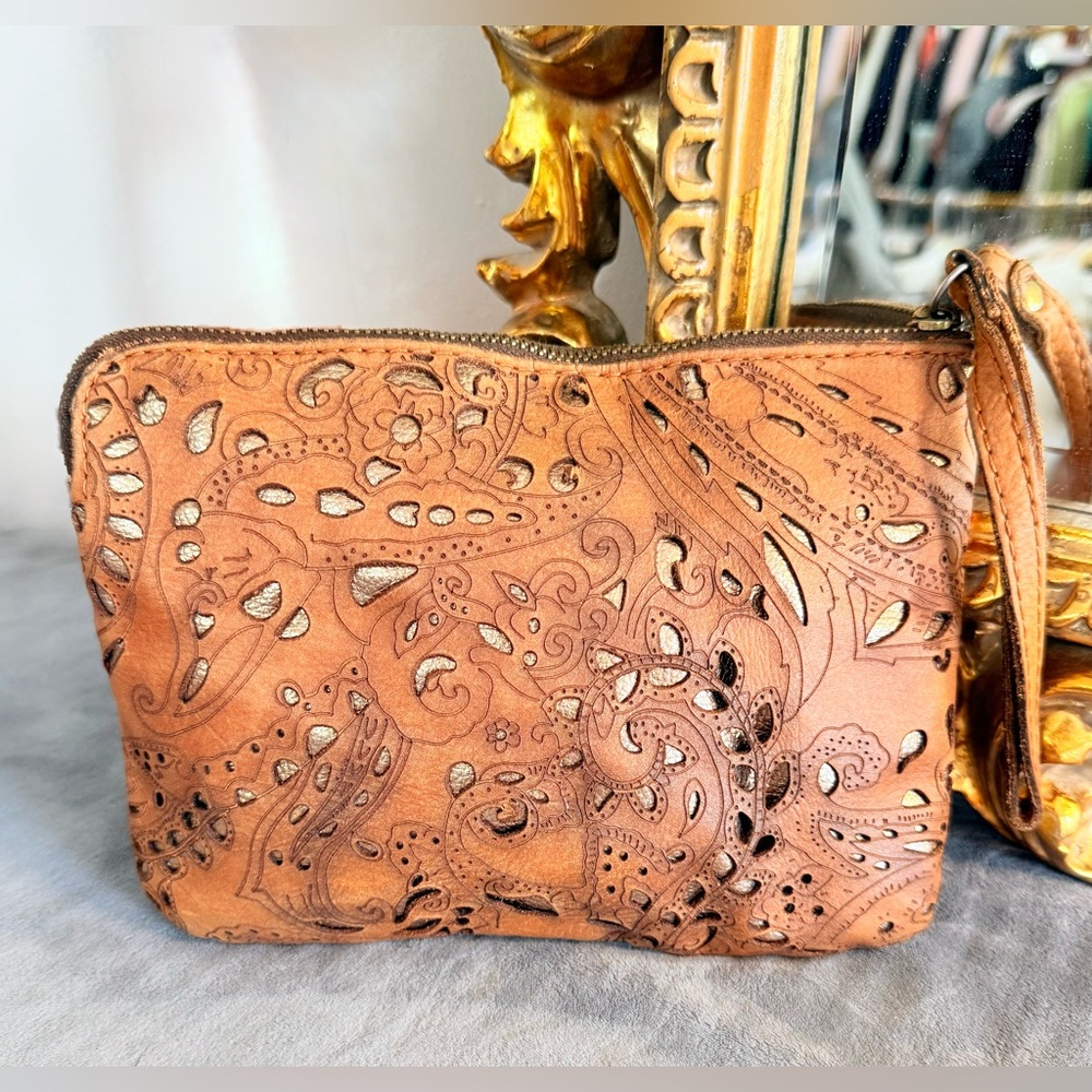 Patricia Nash Laser Cutout Leather Wristlet